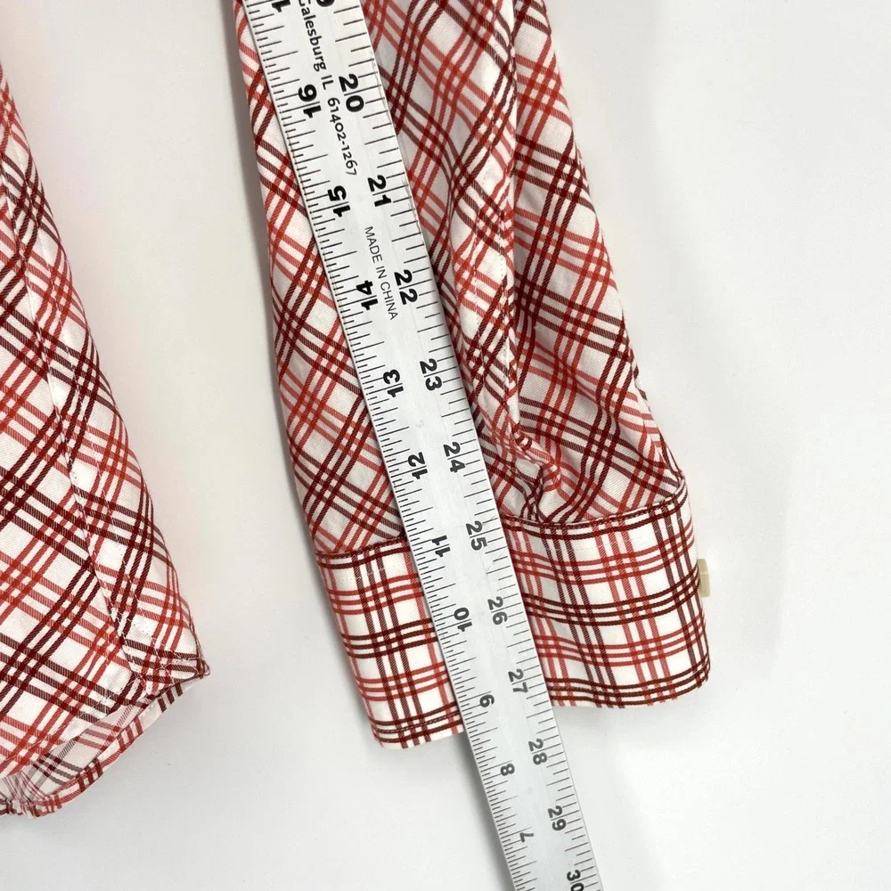 Banana Republic Mens Slim Fit Button Down Shirt Large L Red White‎ Plaid Cotton